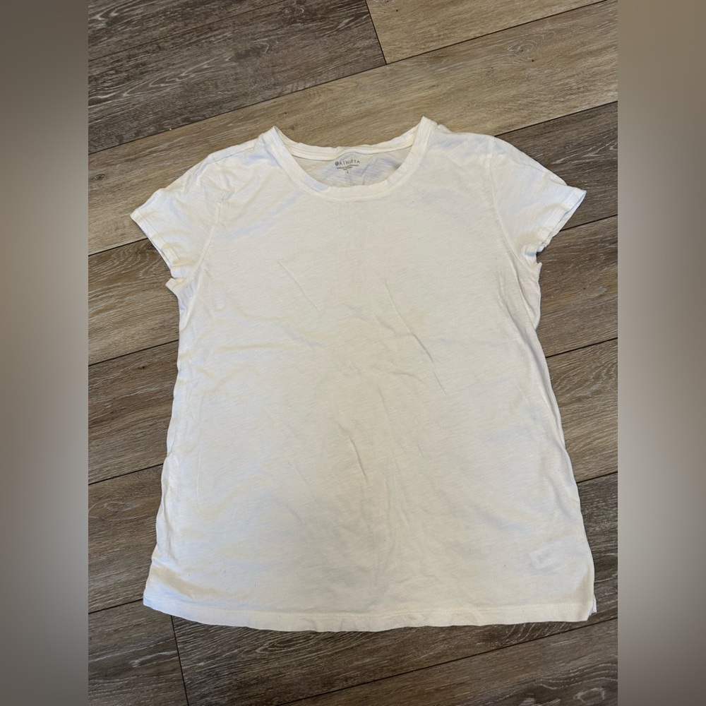 Athleta White Crew Neck Short Sleeve Tee Shirt